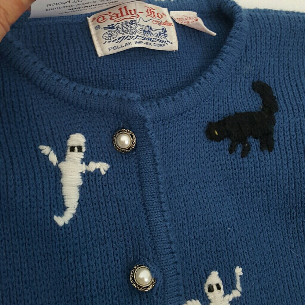 SOLD 50s vintage ghostly Halloween cardi sweater - Picture 3 of 3